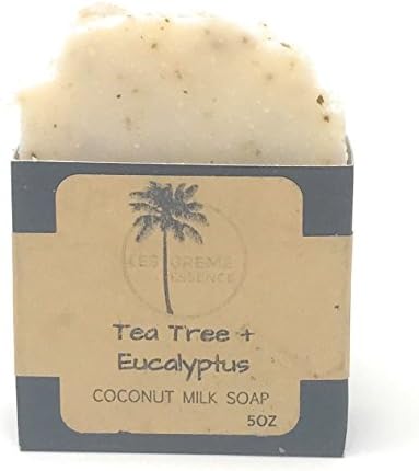 Tea Tree + Eucalyptus Coconut Milk Soap ( Set of 3, 5oz bars) For All Skin Types. GMO Free, Preservative Free. Each Bar Is Handmade By Our Artisan Soap Maker. No Animal Testing - Cruelty Free.