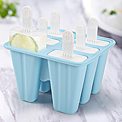 DIFENLUN Ice Pop Molds, 6 Easy-release Popsicle Molds With Sticks and Drip-guards, BPA-free Silicone DIY Ice Cream Maker - Thumbnail 5