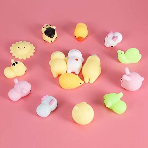 16 Pcs Mochi Squishy Toys,Outego Party Favors for Kids Mochi Squishies Mini Squishys Mini Squeeze Funny Toy Soft Stress and Anxiety Relief Toys Random Color
