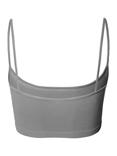 Luna Flower Women's Seamless Bralette-Spaghetti Straps No pad No Wire Grey ML(GBRW008)