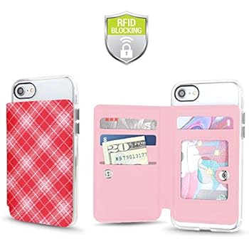 Cell Phone Credit Card Holder Stick On Wallet for Mobile Phones Compatible with iPhone, Galaxy & Other Smartphones and Cases Multiple Credit Card Slots Transparent ID Pocket Pouch Universal Fit