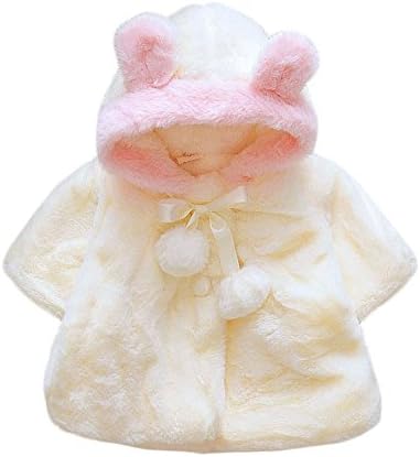 MUYAOO Newborn Baby Girl Warm Coat Princess Comfortable Cute Ears Balls Beautiful White Size12