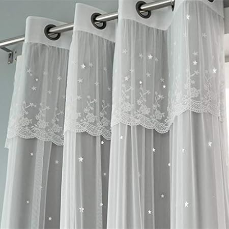 2 400 270cm Oybb Curtains Hollow Stars Thick Lace Curtains Full