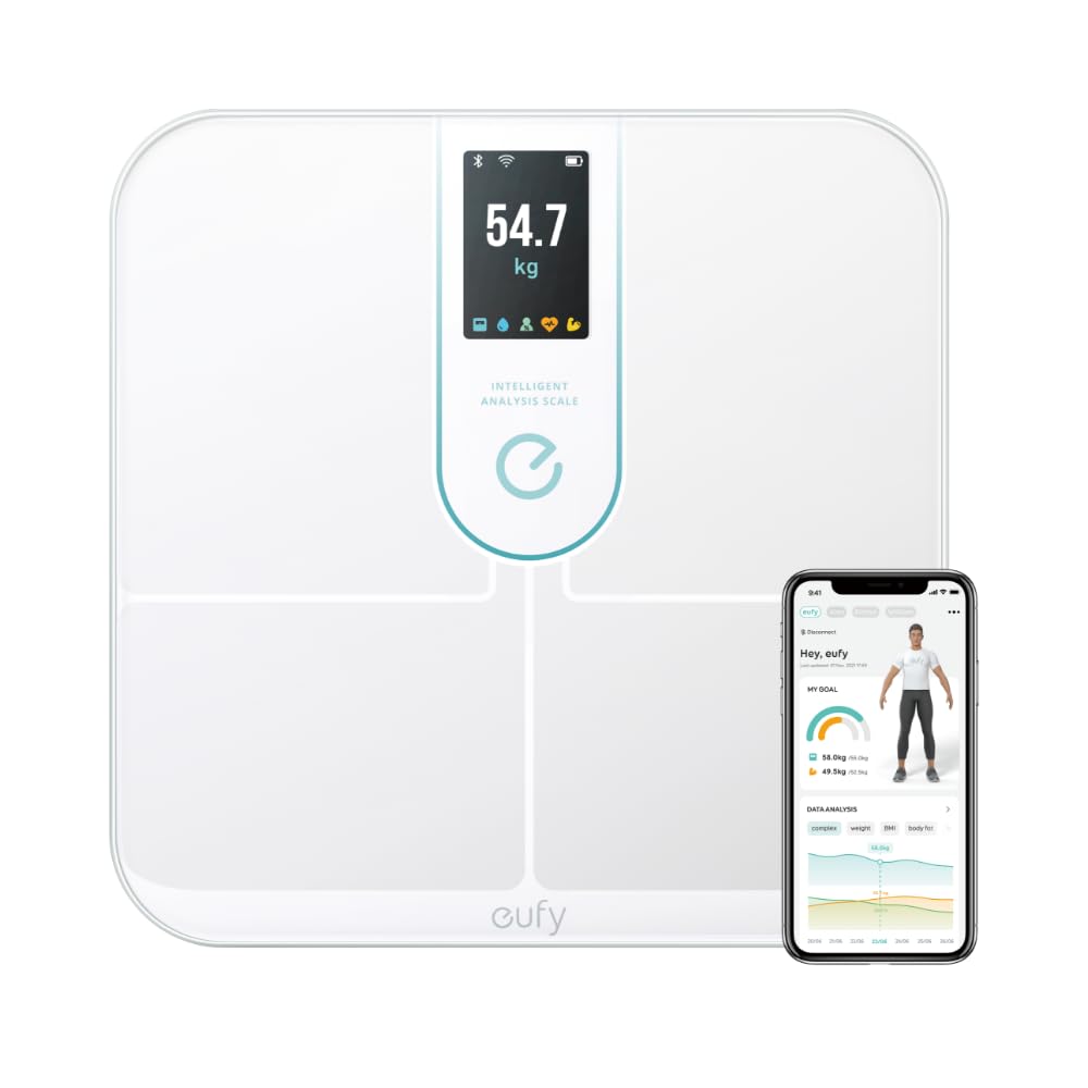 Anker Eufy (ユーフィ) Smart Scale P3 （体重体組成計）【アプリ対応/Fitbit連携/体脂肪率/BMI/心拍数/筋肉量/基礎代謝量/水分量/体脂肪量/骨量/内臓脂肪/タンパク質/骨格筋量/皮下脂肪/体内年齢/ボディタイプ / 3Dモデル】ホワイト商品画像