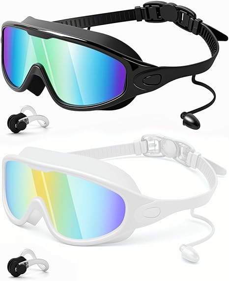 ORCHID M® Adults Swim Goggles 2 Pack, Anti-Fog Wide View UV Protection Pool No Leaking Swimming Goggles for Adult Youth & Men,Women