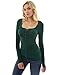 PattyBoutik Women Empire Waist Lace Up Long Sleeve Blouse (Dark Green Medium)
