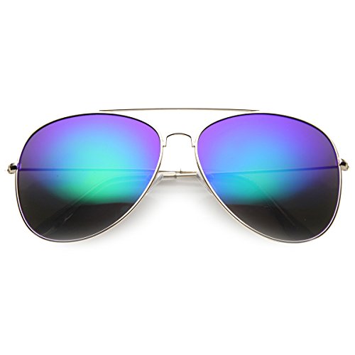 zeroUV - Class Large Retro Metal Mirror Lenses Aviator Sunglasses (Gold Midnight)