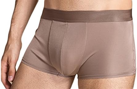 Pure Silk Knitted Underwear Ventilate Simple Design Brown XL