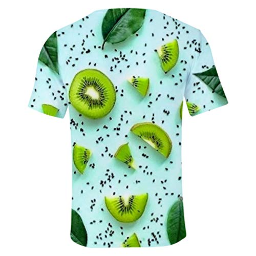 Atezch Men's Kiwifruit 3D Printing Pattern T-Shirt Top Lovely Short Tee Green - Thumbnail 3