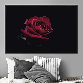 signwin Framed Canvas Wall Art Rose Bohemian Dark...
