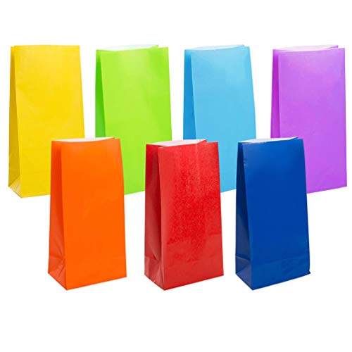 KEYYOOMY Small Bright Color Paper Bags Rainbow Party Goody Bags for Wedding Baby Shower Kid's Birthday Party (Rainbow, 49 CT, 3.1 X 5.1 X 9.4 in) (Best Grab Bag Gifts)