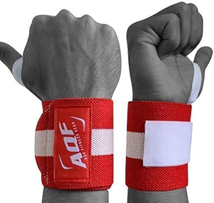 AQF Power Wrist Wraps Pair Red 3x13 Inch One Size Fits All