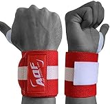 AQF Power Wrist Wraps Pair Red 3x13 Inch One Size Fits All