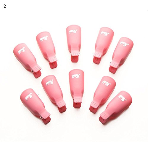 LtrottedJ 10PC Plastic Nail Art ï¼ŒSoak Off Cap Clip UV Gel Polish Remover Wrap (B)