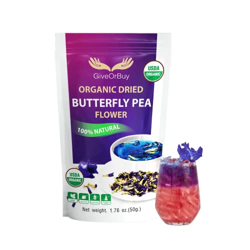 GiveOrBuy Butterfly Pea Flower Tea USDA Organic Butterfly Pea Tea