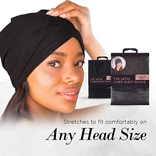 Kitsch Satin Lined Jersey Beanie, Satin Hair for Sleeping, Hair