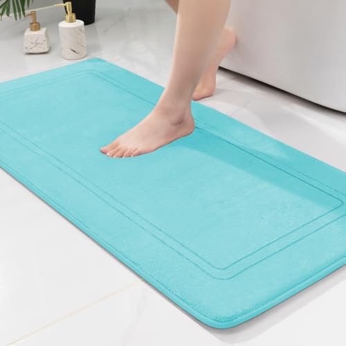 chakme Badematte rutschfest,Badezimmerteppich Weich Badteppich Saugfähige Badvorleger Duschvorleger Fussmatte für Badezimmer Blaugrün 60x120cm