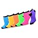 TeeHee Women's Acrylic No Show Low Cut Basic 12-Pack, (Neon-Heel & Toe)