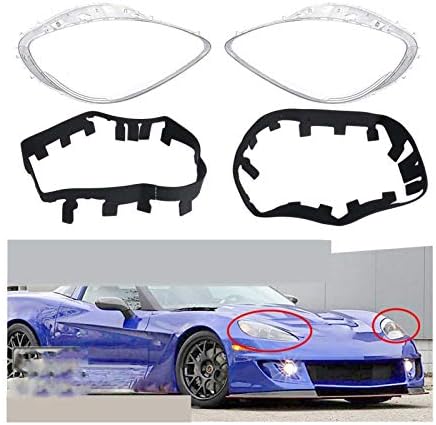 車のレンズカバー Aペアの車のフロントヘッドライトレンズヘッドライトレンズカバー トリムは ガスケットキットフィット感のためのシボレーコルベットc6フィット感のための05年から13年の車のフロントヘッドライトレンズを交換してください 車のレンズシェル Loober Com