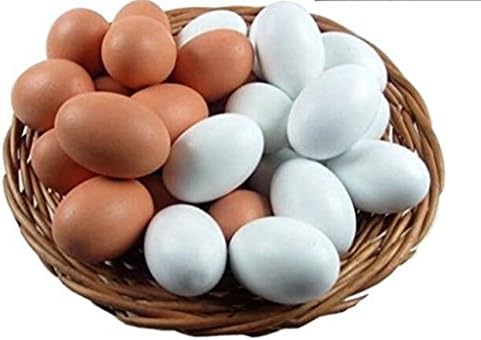 Wooden Eggs Easter Eggs Crafts Displays April Fools Trick Eggs DIY Hand Painted Graffitis Children Play Kitchen Game Food Toy, 2 Colors, 8 Pcs（ALLOVE1701）
