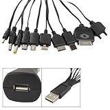 Gino Travel 10 in 1 Cell Phone Adapter Kit USB Car Charger Black