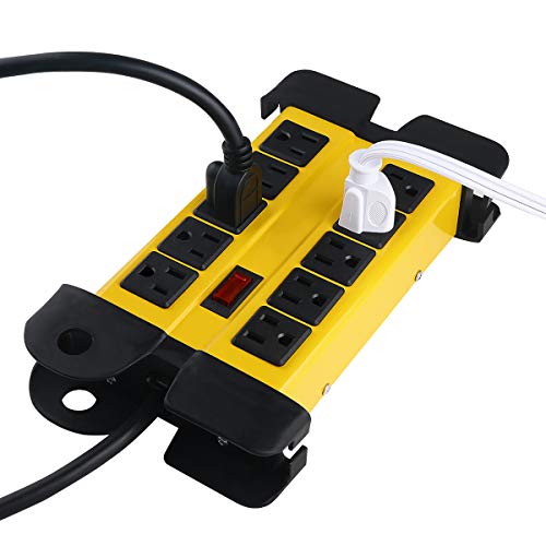 Industrial Metal Power Strip, 10 Outlet Heavy Duty Power Strip