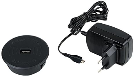 Emuca 5071917 Kabellose Qi/De-Induktion mit 1 USB-Anschlüssen Typ A zur Integration in Möbel, Schwarz