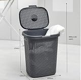 Addis Faux Rattan 50 Litre Laundry Hamper with Lid Charcoal Grey view 4