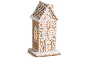 RAZ Imports Christmas Lighted Gingerbread House Figurine, 10-inch Height, Holiday Decoration