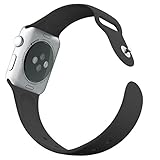 Apple Watch Band, HuanlongTM Soft Silicone Sport Style Replacement Iwatch Strap for Apple Wrist Watch (Black 42mm S/M)