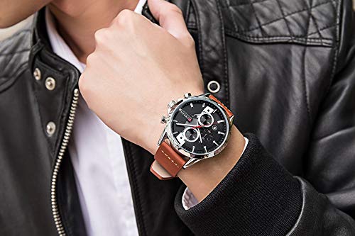 Curren 8325 - Reloj de pulsera para hombre, diseño de zonas horarias, color marrón - Imagen 5