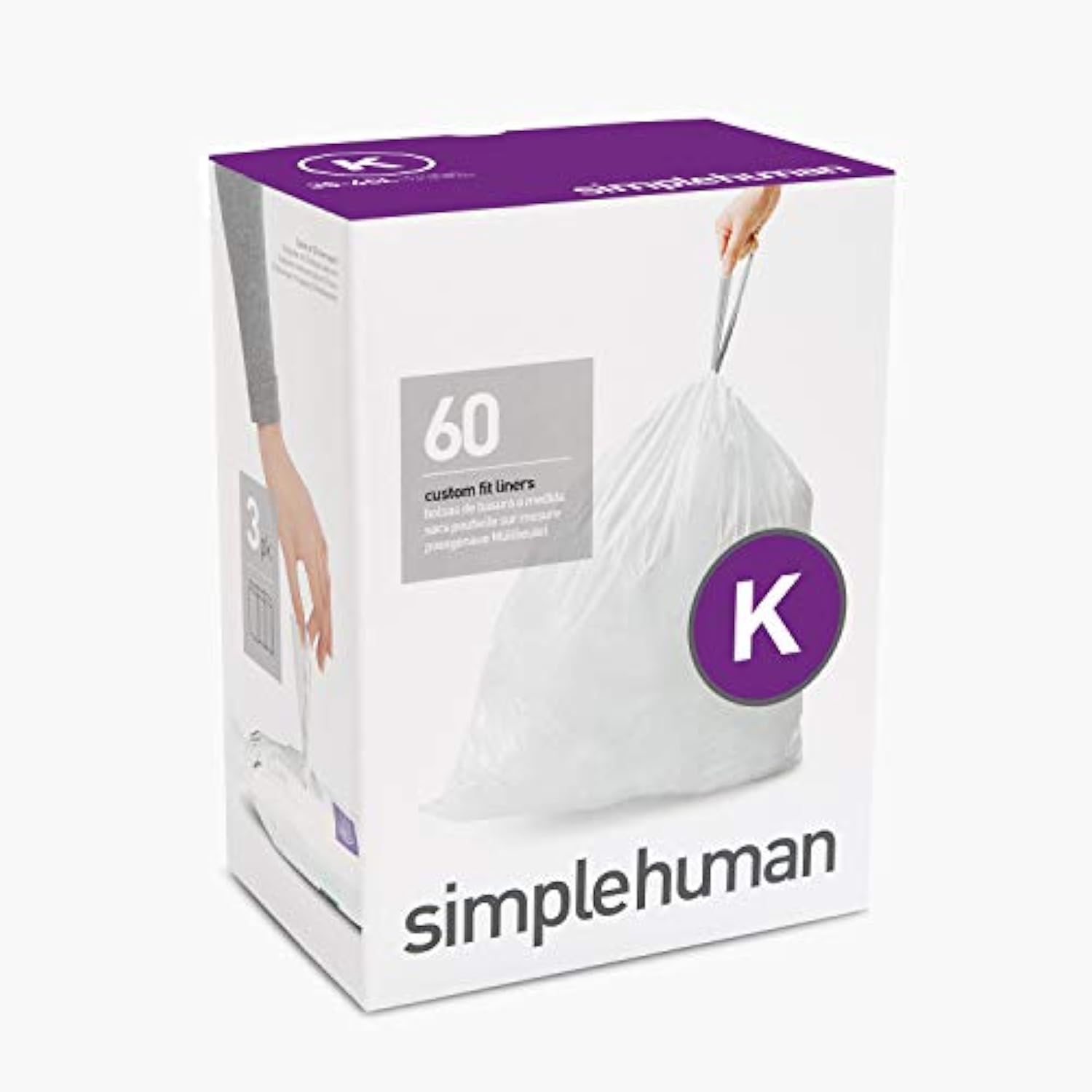 simplehuman Code K Custom Trash Bags, 3545 Liter / 912 Gallon, White
