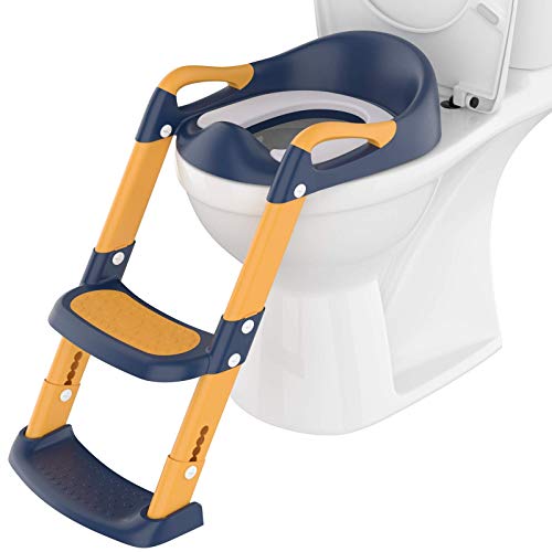 Potty Training Toilet Seat with Step Stool Ladder Toddlers Foldable Potty Training Chair Seats