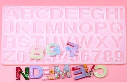 DIY Casting Mold, Number Alphabet Jewelry Resin Epoxy Mold Letter Jewelry Pendant Making Mould DIY Silicone Sugar Cake Craft Casting Mould Set Kit