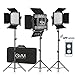 GVM 3 Pack LED Video Lighting Kits with APP Control, Bi-Color Variable 2300K~6800K with Digital Display Brightness of 10~100% for Video Photography, CRI97+ TLCI97 Led Video Light Panel +Barndoor primary