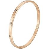 Edforce Stainless Steel 4mm Width Thin Love CZ Bangle Bracelet for Women
