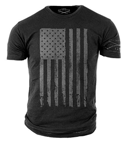 Grunt Style America Patriotic Flag Men's Shirt, Color Grey, Size M