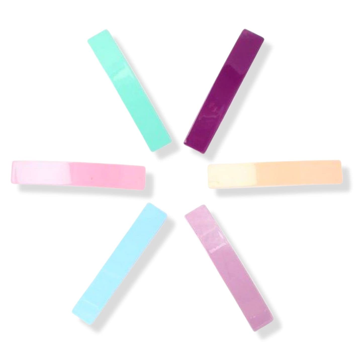 Topkids Accessories Hair Barrette Clips Slides Women Girls Styling Grips Large Thick Fine Sectioning Wedding Bridal Hairdressing Products (6pc Assorted Narrow Rectangles Brights 8cm 3")