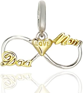 Amatolove Jewelry Mothers Day Gifts Infinity Love to Mom&amp;Dad 925 Sterling Silver Charms Heart Pendant for Bracelets