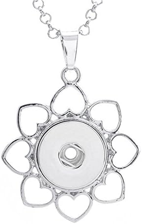 ZARABE 18MM Snap Button Hollow Heart Circle Charm Pendant For DIY Jewelry