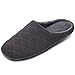 Men's Comfort Quilted Cotton Memory Foam House Slippers Slip On House Shoes (Large / 11-12 D(M) US, Dark Gray)