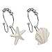 Cyrra Stainless Steel Rust Resistant Double Hooks Glide Shower Ring Hangs for Both Shower Curtain and Liner 12-Pack (Starfish and Shell Double Hook)