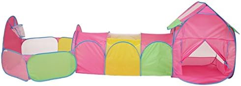 Kids Toddlers Play Tents with Tunnel Ball Pool Portable Pop up Play Tent Cubby Indoor Outdoor Playhouse for Children (Colorful)