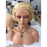 13x4 Blonde Lace Front Wig 613 Virgin Human Hair Short Wavy Bob Wigs Wave Style Pixie Cut for Women 150% Density 8 inches