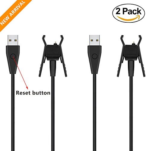 Fitbit Alta Charger, CHIENTUNG 2PCS USB Replacement Charging Cable for Fitbit Alta Cable Quality Power Charging Cord 1 Feet - Black [RESET Button]