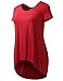 AMORE ALLFY Women's V-Neck Flare Tunic Top Red Medium