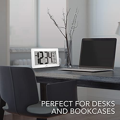MARATHON Atomic, SelfSetting, SelfAdjusting, Wall Clock w/ Stand & 8