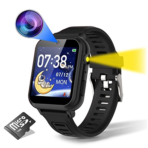 Smart Watch for Kids - Kids Smart Watch Boys with 16 Games | Camera | Music | Alarm | Pedometer | Calculator | Torch | Photos & Video | Calendar | Recorder for 4-12 Years Kids Birthday Gifts (Black)