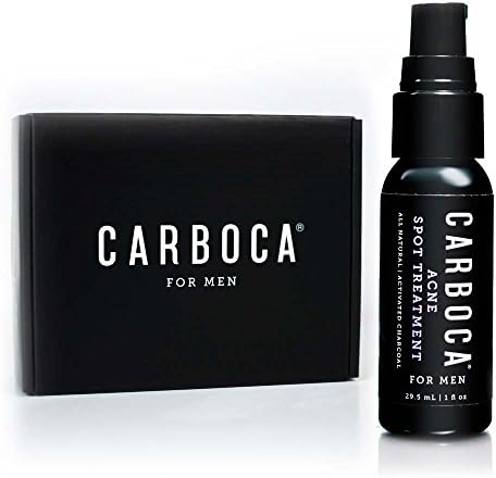Men's Acne Spot Treatment with Activated Charcoal - Reduce Blemishes, Fight and Shrink Pimples - All Natural Ingredients, Aloe Vera &amp; Witch Hazel - Carboca