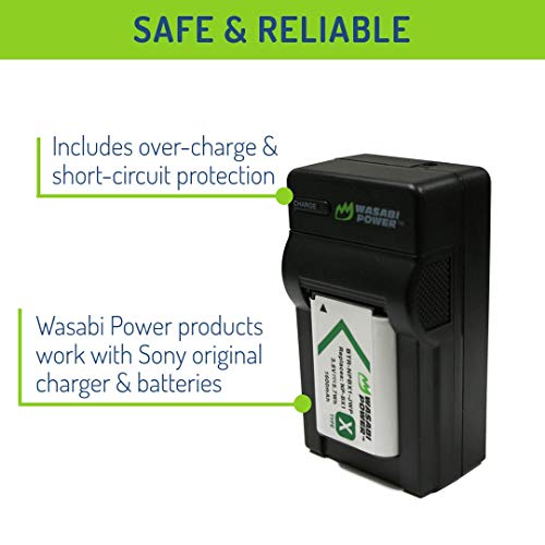 image for Wasabi Power NP-BX1 Battery (2-Pack) and Charger for Sony NP-BX1/M8, C